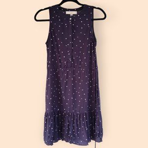NWT The Loft XXS Star Dress Pattern Print Blue Navy White Ann Taylor Summer